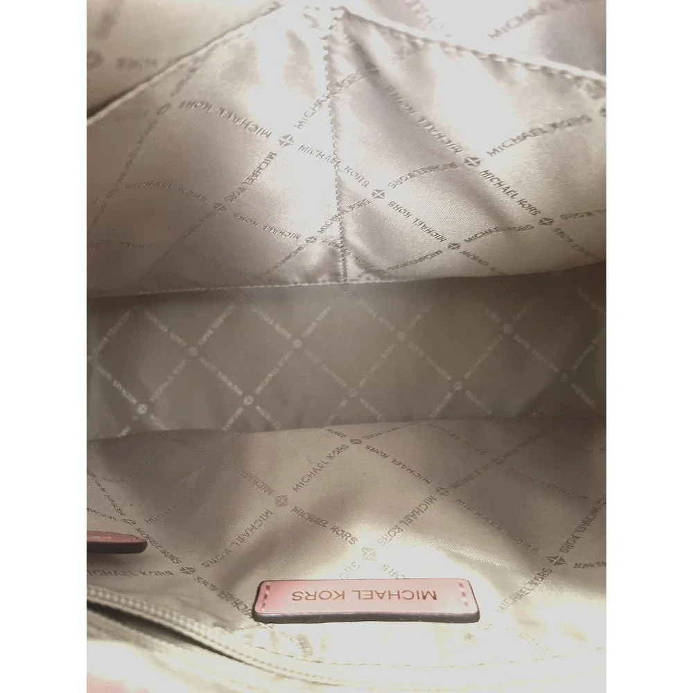 Michael‎ Kors Pink  Logo Perforated Suede Shoulder Purse